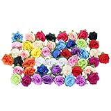 50pcs 3.5 cm シルクミックス色人工ローズフラワーヘッド芽クラフトパーティーの結婚式の装飾
