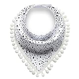 Happyハッピー耳　ベビー　ビブ　三角　可愛いよだれかけ コットン　柔らかい　スナップ　バンダナ型 (黒いドット)