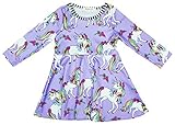 2Bunnies Baby Girl Toddler Cotton Unicorn Striped Flower Purple Dress (18 Months) [並行輸入品]