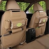 mlovesie PUレザーカーシートバックトランク旅行シートストレージオーガナイザープロテクターの子供おもちゃのボトルティッシュボックス携帯電話iPadタブレットティッシュボックス傘 ベージュ ML