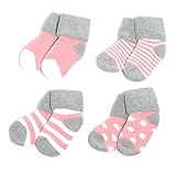 かわいい ベビーソックス 4足セット 6〜12ヶ月 厚手タイプ ピンク(女の子) 赤ちゃん靴下 [並行輸入品]