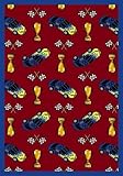 Joy Carpets Playful Patterns Children's Start Your Engines Area Rug, Red, 5'4" x 7'8" [並行輸入品]