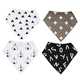 Lovoski 4本セット　綿　赤ちゃん　摂食　唾液タオル　ビブ　よだれかけ　ラップ　スナップボタン　全5色 - 1