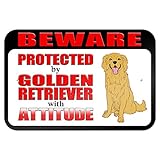 によって保護され用心ゴールデンレトリーバー犬態度で 9" x 6" 私にtal 符号