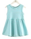 Cure Baby 女の子 ワンピース ボーダー シンプル 袖なし 100 水色 海外工場直送