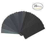 KKmoon 28枚セット 紙ヤスリ サンドペーパー 120-3000粒度 9 * 3.6インチ 木製家具 湿式/び乾式サンディング 金属サンド 自動車 研磨 仕上げ