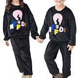 Chinaface 子供服　上下セット ベルベット ふわふわ アニマル柄 超可愛い 男の子 女の子 秋冬　長袖 厚手 防寒 ブラック 丸首 上着＋パンツ (ピンク, 150ｃｍ)