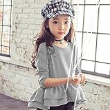 Candykids　 女の子 子供服 入学式・入園式・卒園式・お祝い 結婚式 発表会 入学式 ガールズ ベビー 赤ちゃん キッズ 子ども シャツ 長袖 (130cm, グレー)