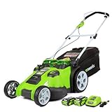 GreenWorks 25302 Twin Force G-MAX 40V Li-Ion 20-Inch Cordless Lawn Mower with 2 Batteries and a Char