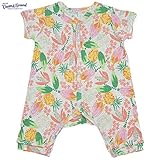 オーシャンアンドグラウンド｜ベビー肌着半袖ロンパース｜Tropical Time｜サーモンピンク