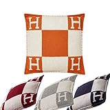 HERMES エルメス　クッション　AvalonアヴァロンPM カシミア　オレンジ　ウール　H102667M58　ビーチ [並行輸入品]