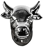 Benzara BM133601 Fine Crafted Ceramic Cow Head Wall Decor - Silver - 6 x 6 x 6 in.