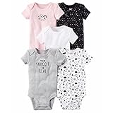 カーターズ Carter's 女の子用ユニコーンTHE SNUGGLE IS REAL半袖ボディースーツ5枚セット (3months(55-61cm)) [並行輸入品]