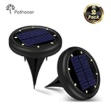 ガーデンライト Pathonor 埋め込み式 ソーラーライト グラウンドライト 2個セット 芝生、広場、庭園、屋外照明に使える エクステリアライト 庭園灯 防水 電球色