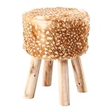 不二貿易 スツール フェイクファー ラウンド パイン材 高さ40cm バンビ 85800