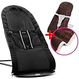 【今治タオルブランケットセットPK】babybjorn(ベビービョルン) ベビーシッターバランス メッシュ（エアー） ブラック （バウンサーカバー ピンクストライプ）