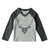 杜屋トヤ　クリスマス　子供服　長袖Ｔシャツ　Vネック　ルームウェア　鹿デザイン　かわいい　洋式　秋　冬　カジュアル　ファッション　遊び　お出かけ　プレゼント　女の子　男の子　ガールズ　ボーイズ　赤ちゃ