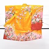 着物ひととき 七五三 3歳 女の子 着物 表地黄 花 つつみ ii3263a05 中古