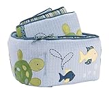 CoCaLoタートルリーフベビーベッドバンパー、アクア/グリーン