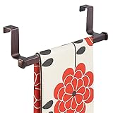 mDesign Over-the-Cabinet Kitchen Dish Towel Bar Holder - Bronze [並行輸入品]