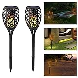 プレミアム品質SolarパストーチライトDancing Flame照明96 LED Dusk to Dawn自動on / offちらつきTiki Torches、パティオデッキYardウェディングアウ