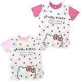 (ビビットピンク/95cm)子供服 女の子 Tシャツ 半袖 HELLO KITTY ハローキティ プリント スナップボタン タグ装飾 女児 ベビー
