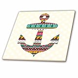 InspirationzStore航海デザイン – 部族パターンアンカーイエローとターコイズティールグリーンonポルカドット – Nautical海洋海のテーマ – タイル 12-Inch ct_11