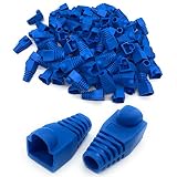 A-CRAFT 100個セット RJ45 LANケーブル コネクタ カバー (ブルー100個)