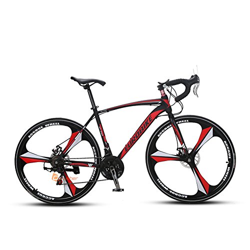 Cyrusher XC550自転車 ロードバイク 高炭素鋼　シマノTX30 21段変速TZ 50　700Cディスクブレーキ軽量 通勤 通学 街乗り (レッド)