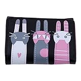 Guangqiレディース短い財布、Lady Shortレザー財布漫画猫財布カードホルダーコインハンドバッグ 4.33*3.54in ブラック 24