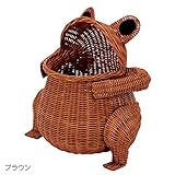 インテリア雑貨 インテリア小物 片づけボックス 口 を 開けた カエル が 可愛い アジアン雑貨 RATTAN CHAIR フリーラック ブラウン