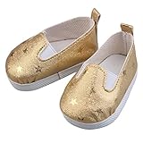 prettyw人形Clothes for 18インチ人形 – Glitterキャンバスレースアップスニーカー靴for 18インチアメリカンガール人形 S ブラック PrettyW