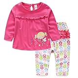 Linyuan ファッション Baby Girls Newborn Cute Long Sleeve T-shirt & Pants Set セット Cotton Clothes