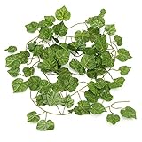 amzmonnsuta　2.3メートルの人工アイビーブドウプラスチックフェイク緑の葉のガーランド家の庭の装飾