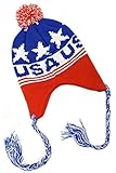 ニットキャップ ぼんぼん 耳付き キッズ (040  US FLAG)