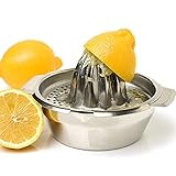 Vanleonet ステンレススチール シトラス レモンオレンジジューサー 手動ハンド絞り器 ジューサー ハンドプレス 手動ジューサー フルーツ レモン ライム オレンジ 絞り器 ボウルジューサー ストレーナー付き