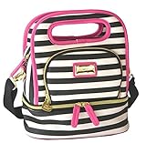 Betsey Johnson Top Handle Lunch Tote,* Be Mine* Stripe-Black/white [並行輸入品]