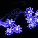Fuloon　10M 80灯 はすの花庭園ガーデンライト　ロープライト　太陽光パネル搭載 太陽発電自動点灯　イルミネーション「6色選べる」　クリスマス、パーティー、結婚式 (ブルー)
