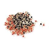 uxcell PCBテストピン端子　PCB試験エンドポイントピン　赤+ブラック　セラミックビーズ　ゴールドトーン　銅　200個入り