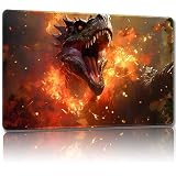 Malqiqi プレイマット MTG用 無料収納バッグ付き ゲームマット 24 x 14インチ カード用TCG ボードゲームマット マウスパッド デスクマット (恐竜4-レギュラー)