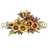 Nearly Natural 4932 Sunflower Swag with Metal Frame, Yellow [並行輸入品]