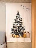 クリスマスツリー タペストリー ＆ LEDイルミネーションライト クリスマス タペストリー 壁掛け ツリー オーナメント ジュエリーライト 北欧 おしゃれ (2点セットB)