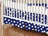 SheetWorld - MINI Crib Skirt (24 x 39) - Primary Stars White On Navy Woven - Made In USA by sheetwor