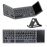 Ewin 新型 Bluetooth キーボード 折りたたみ ワイヤレス タッチパッド搭載 日本語配列 かな入力 3台デイバイス登録 ワンタッチ切替接続 Windows Mac iOS 対応 Type-C充電式 ブルートゥース キーボード iPad ノートPC パソコン タブレット スマホ用 日本語説明書付