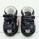 （セ・ミニョン）C'est mignon　ベビーシューズ　ファーストシューズ　マジックテープ　スニーカー　ブラック　フラワー刺繍 (13cm)