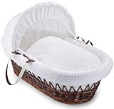 Clair de Lune Honeycomb Dark Wicker Moses Basket (White) by Clair de Lune