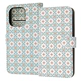 デジタルアルキミスト iPhone 14 Pro用 手帳型 ケース 幾何学 模様 ブルー 耐衝撃 PU レザー 手帳 ケース マグネット ベルト