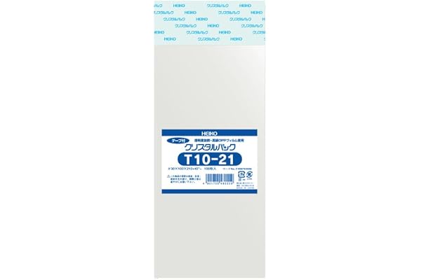 シモジマ ヘイコー 透明 OPP袋 クリスタルパック テープ付 10×21cm 100枚 T10-21 006753506