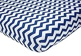 Little Love by NoJo Separates Collection Printed Chevron Crib Sheet, Navy/White, 52 x 28 by NoJo