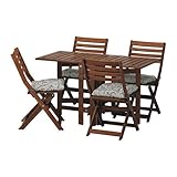 APPLARO エップラロー テーブル＋折りたたみチェア4 屋外用, ブラウンステイン, ステゴーン ベージュ 591.563.96